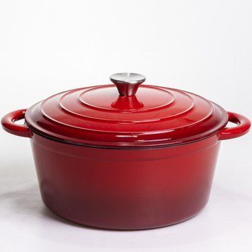Каструля чавунна емальована 6,5 л, червоний Yiwu HP-FLG-3 RED 12226 фото