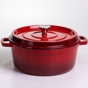 Кокотниця чавунна емальована 6 л, червоний Yiwu HP-FLG-6 RED 12237 фото