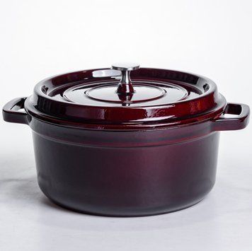 Кокотниця чавунна емальована 4,5 л, бургунді Yiwu HP-FLG-11 burgundy 12250 фото