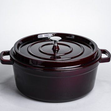 Кокотниця чавунна емальована 6.5 л, бургунді Yiwu HP-FLG-13 burgundy 12252 фото