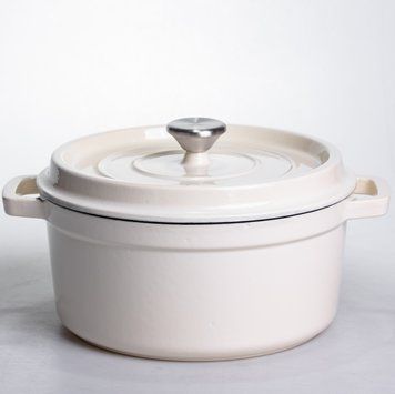 Кокотниця чавунна емальована 4,5 л, бежевий Yiwu HP-FLG-4 WHITE 12229 фото