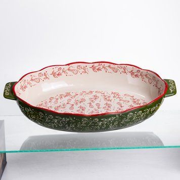 Форма для запікання Vintage 40&times;25&times;6.5 (см) овальна з ручками Зелена HM05-04 9022 фото