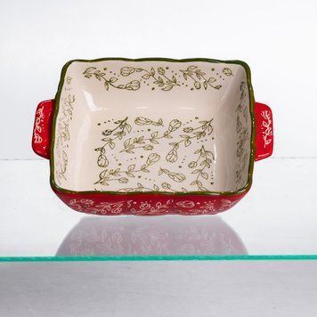 Форма для запікання Vintage 20&times;16.5&times;4 (см) квадратна з ручками Червона HM04-13 9023 фото