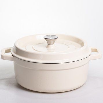Кокотниця чавунна емальована 5,5 л, бежевий Yiwu HP-FLG-5 WHITE 12232 фото