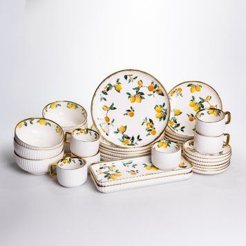 Столовий сервіз порцеляновий Lemon 32 предмети на 6 осіб Yiwu LXX302A 12385 фото